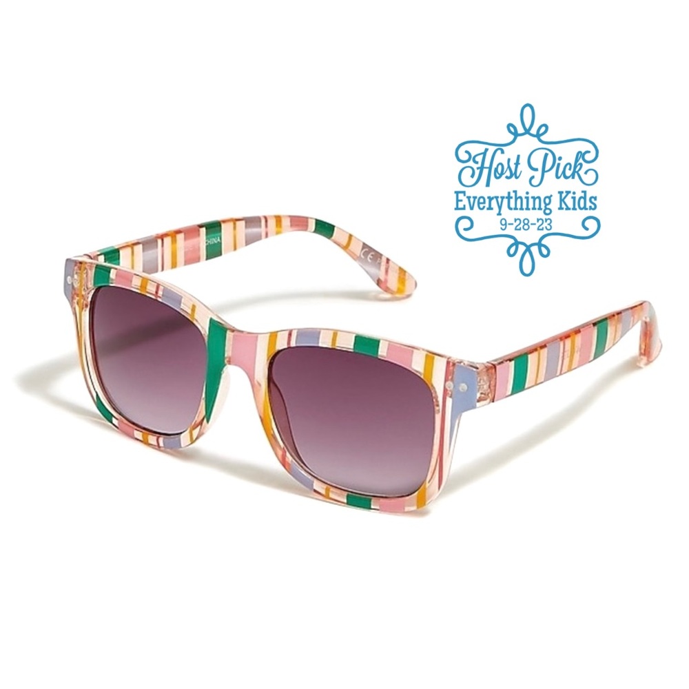 J. CREW Kids Sunglasses Striped Frame Wine Lenses Children Sunnies Unisex NWT